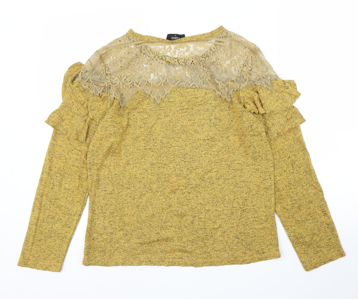 Klassy Womens Yellow Floral  Basic Blouse Size M