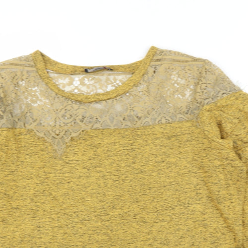 Klassy Womens Yellow Floral  Basic Blouse Size M