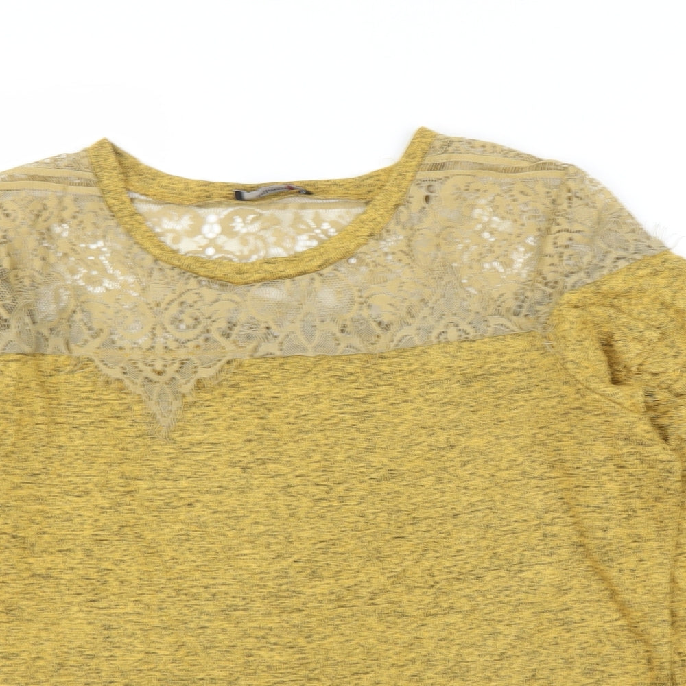 Klassy Womens Yellow Floral  Basic Blouse Size M