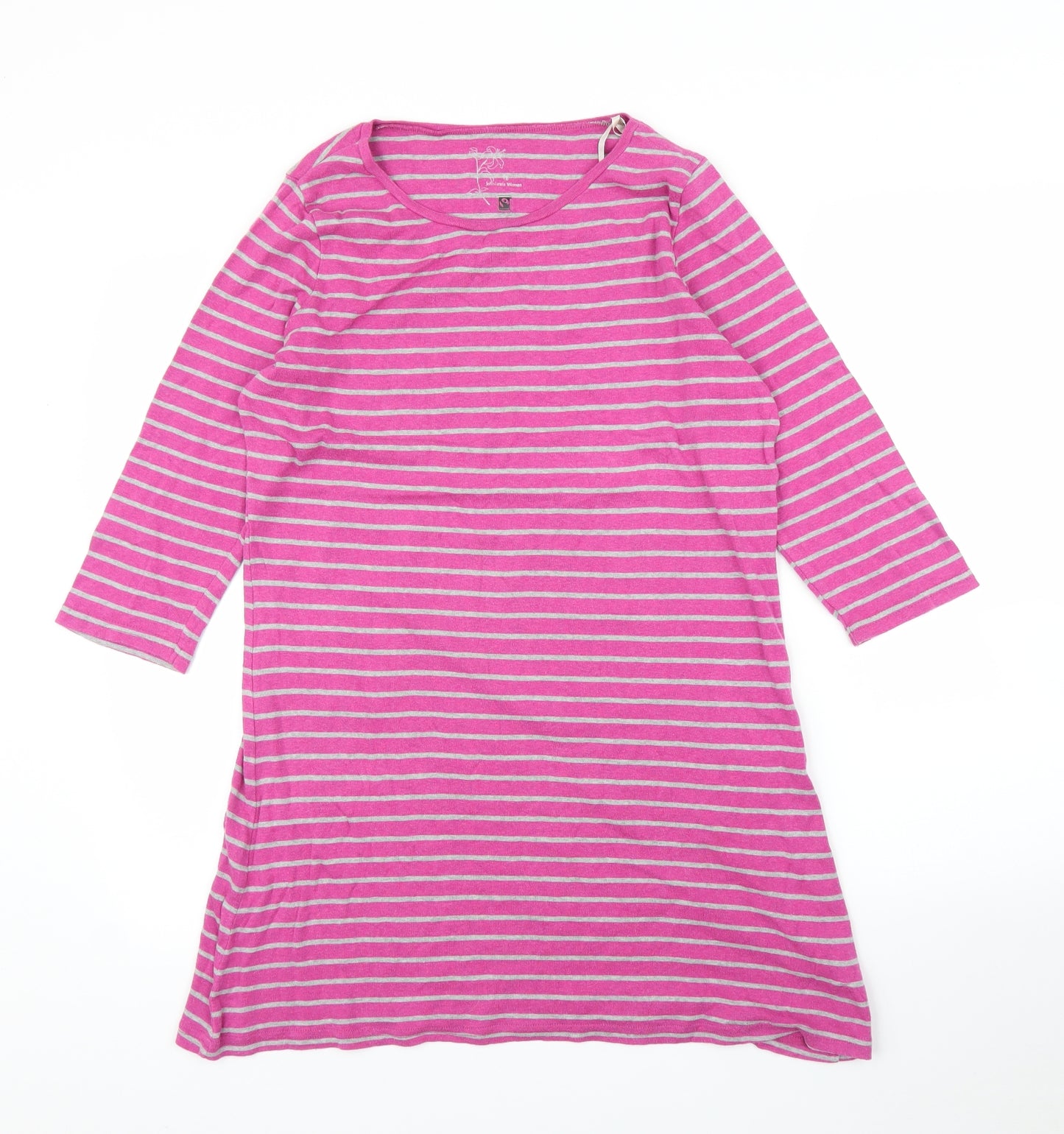 John Lewis Womens Pink Striped  Tunic T-Shirt Size 18