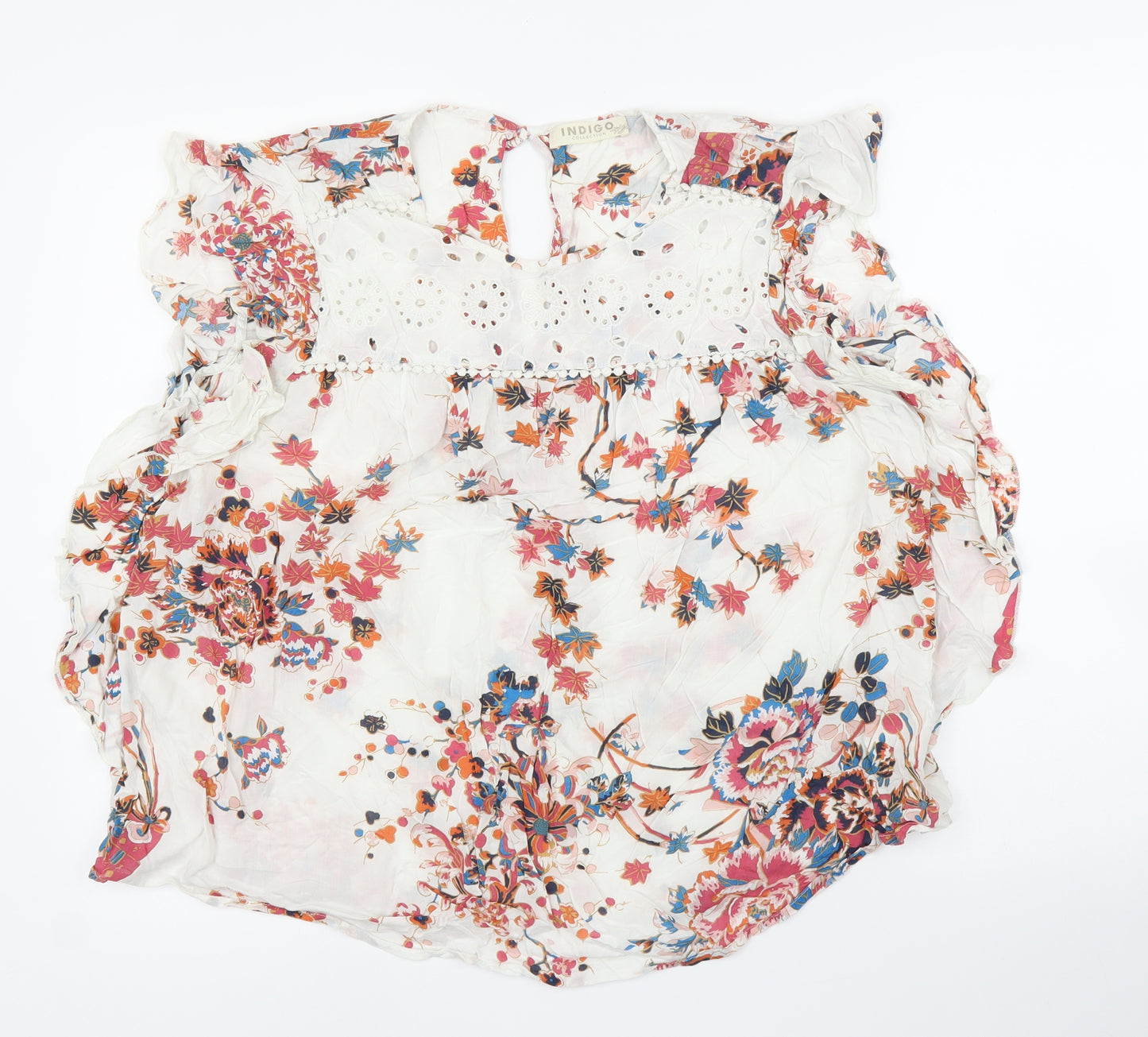 M&S Womens White Floral  Basic Blouse Size 18