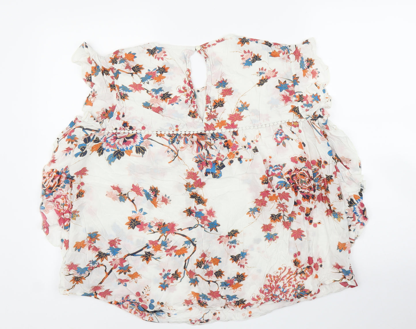 M&S Womens White Floral  Basic Blouse Size 18