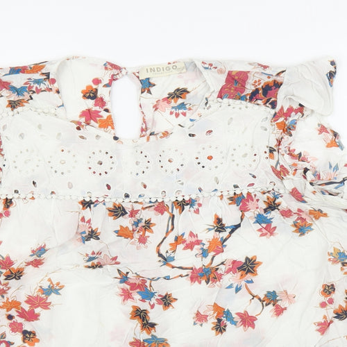 M&S Womens White Floral  Basic Blouse Size 18