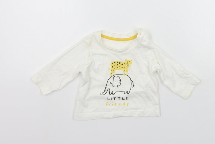 Matalan Baby White Basic T-Shirt Size 0-3 Months - ANIMALS