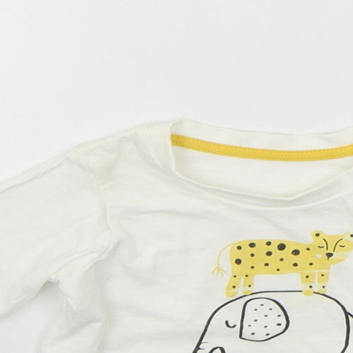 Matalan Baby White   Basic T-Shirt Size 0-3 Months  - ANIMALS