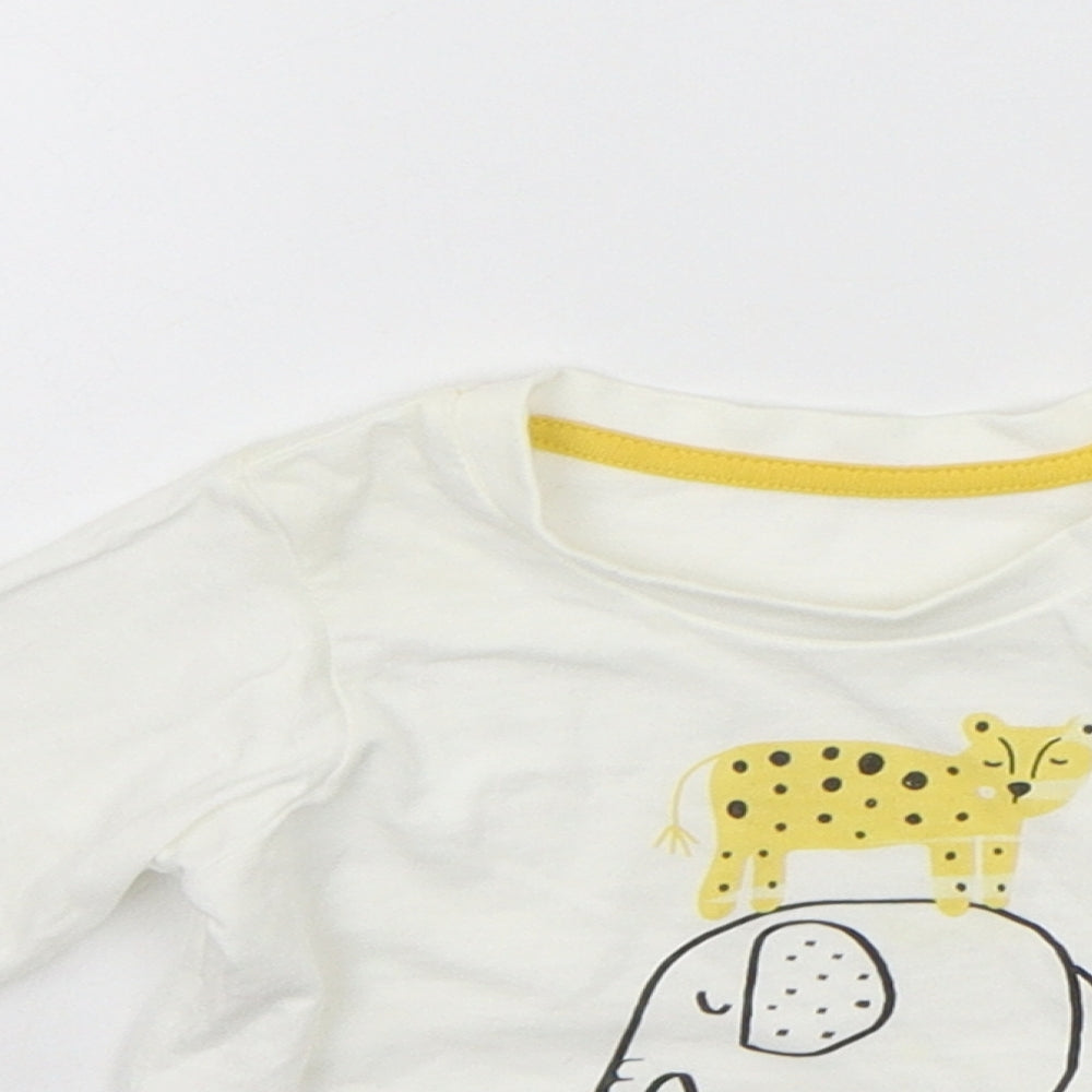 Matalan Baby White   Basic T-Shirt Size 0-3 Months  - ANIMALS
