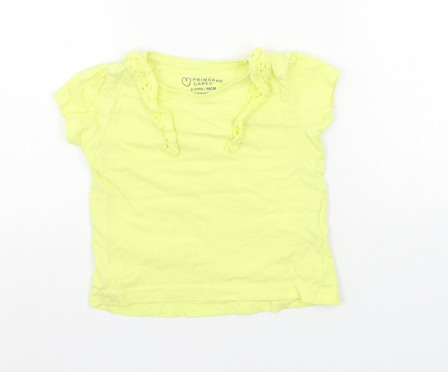 Primark Girls Yellow   Basic T-Shirt Size 2-3 Years