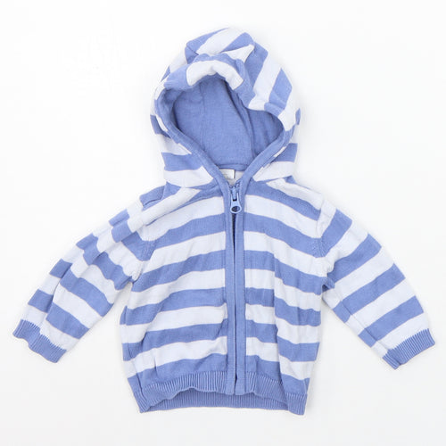 Mini Club Boys Blue Striped  Full Zip Jumper Size 0-3 Months