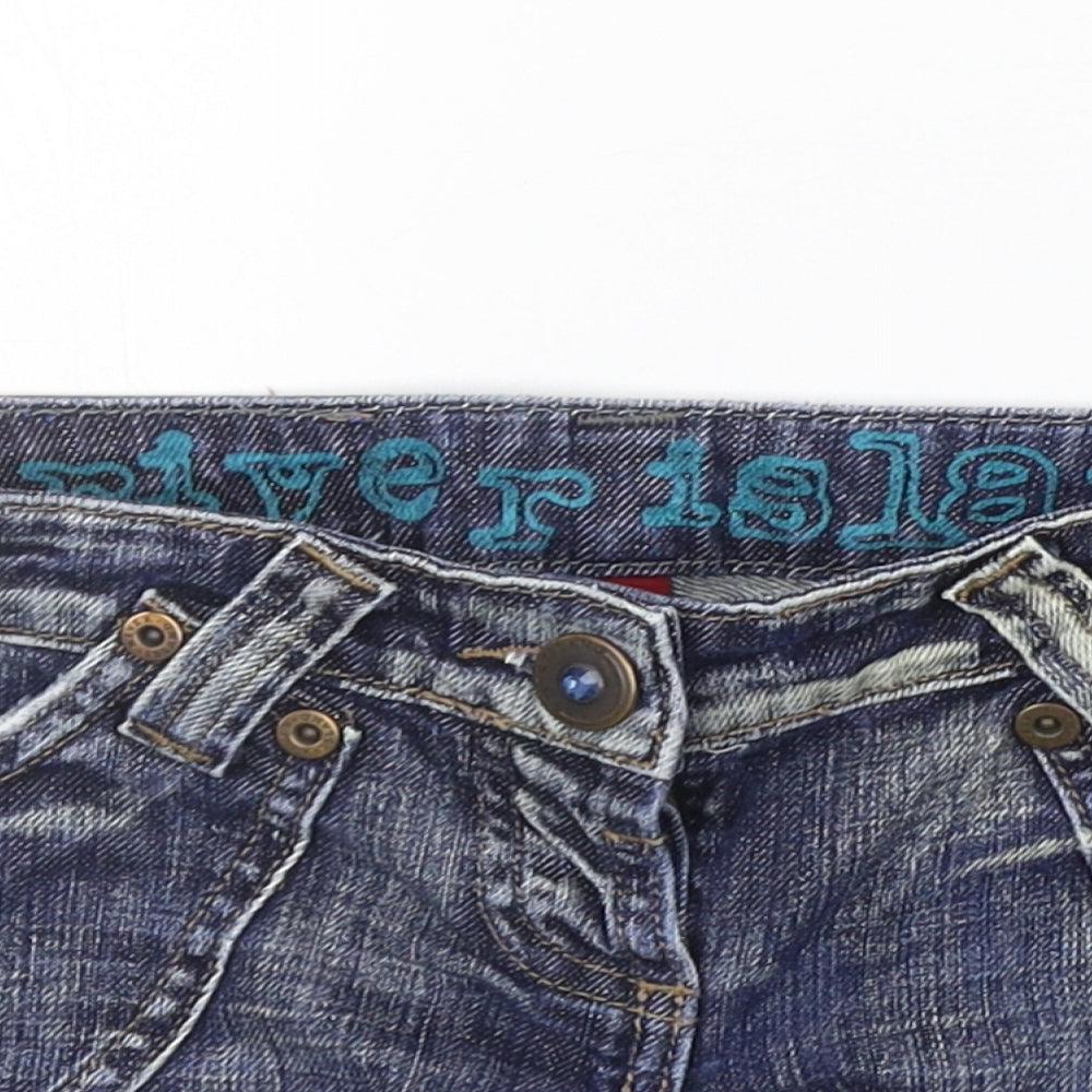 River Island Womens Blue   Cut-Off Shorts Size 6 - DESTRESSED