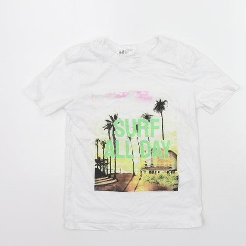 H&M Boys White   Basic T-Shirt Size 7-8 Years