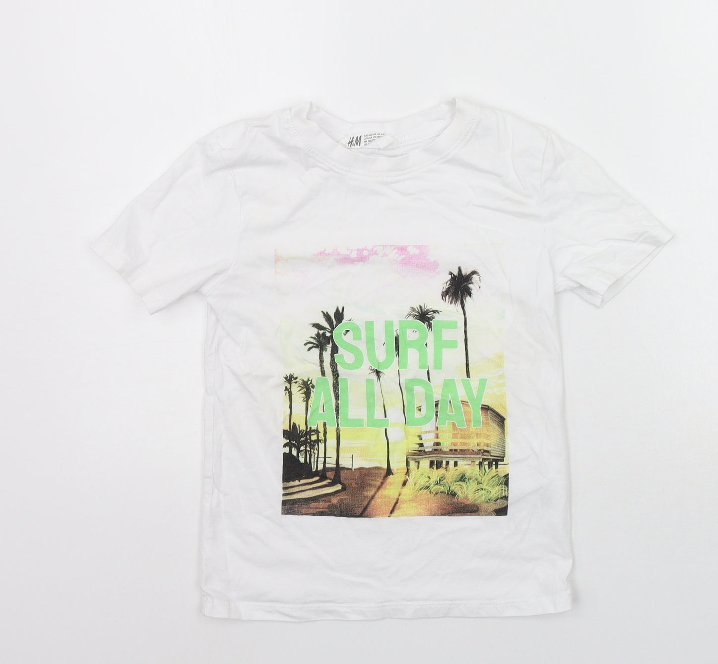 H&M Boys White   Basic T-Shirt Size 7-8 Years