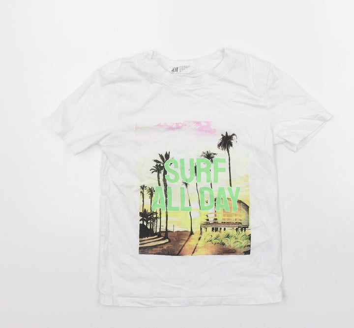 H&M Boys White   Basic T-Shirt Size 7-8 Years