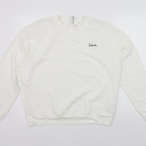 Divided Womens White   Pullover Jumper Size L