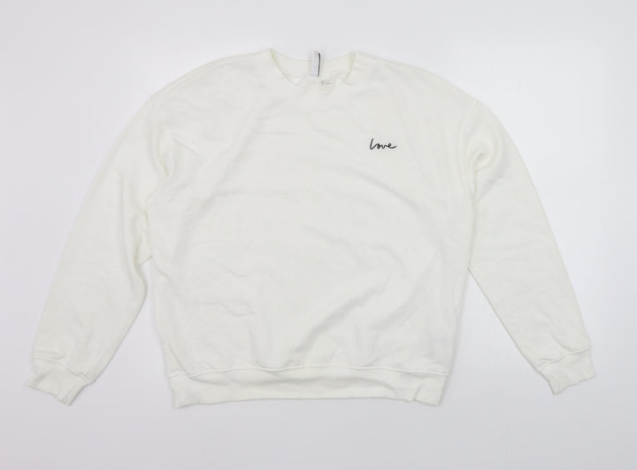 Divided Womens White   Pullover Jumper Size L