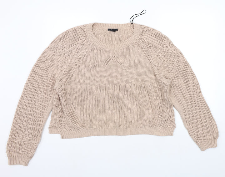 H&M Womens Beige   Henley Jumper Size L