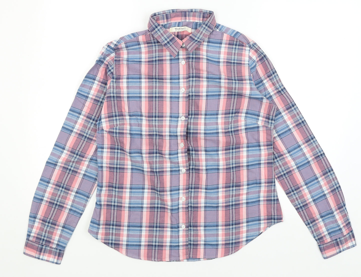 Woolovers Womens Blue Plaid  Basic Button-Up Size 12
