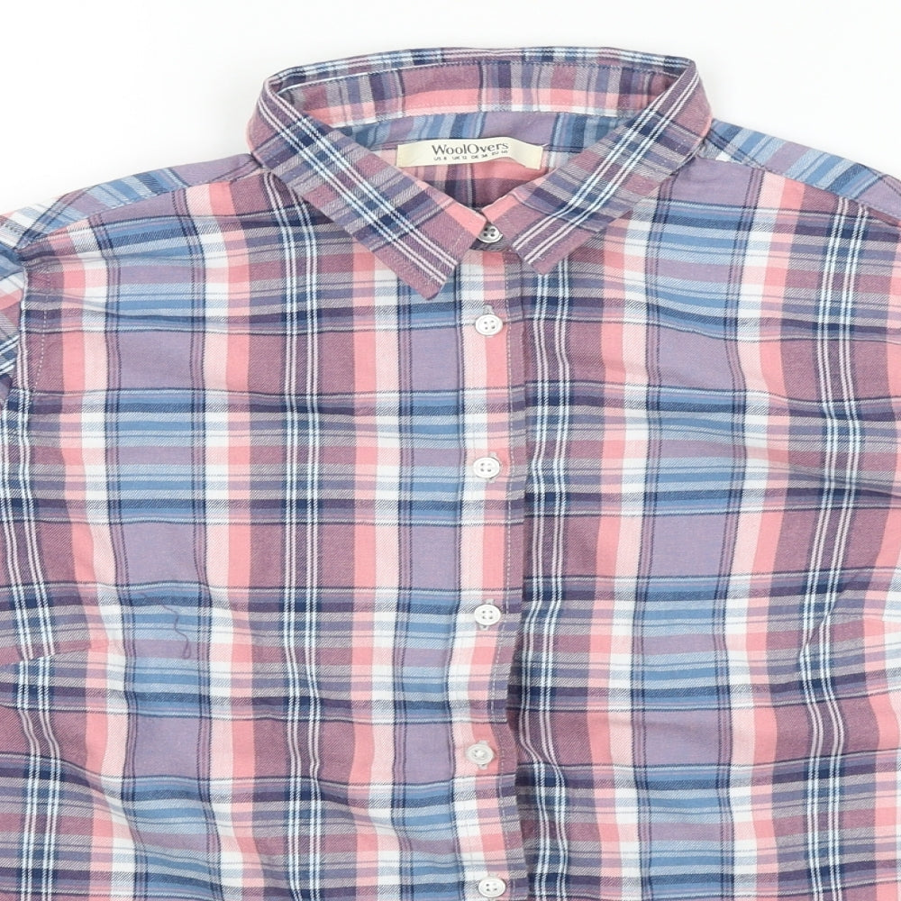 Woolovers Womens Blue Plaid  Basic Button-Up Size 12