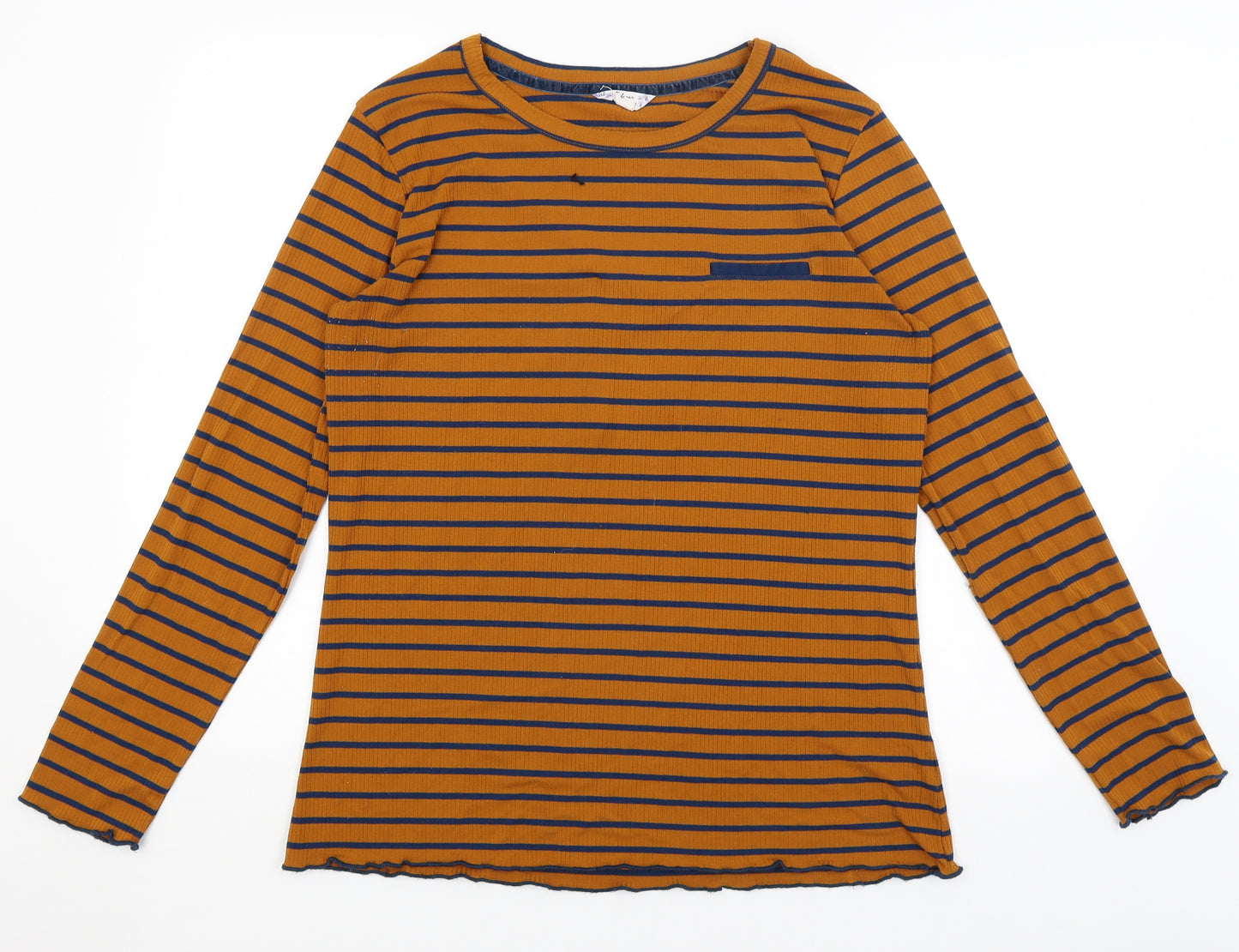 Falmer Womens Orange Striped  Basic T-Shirt Size 18
