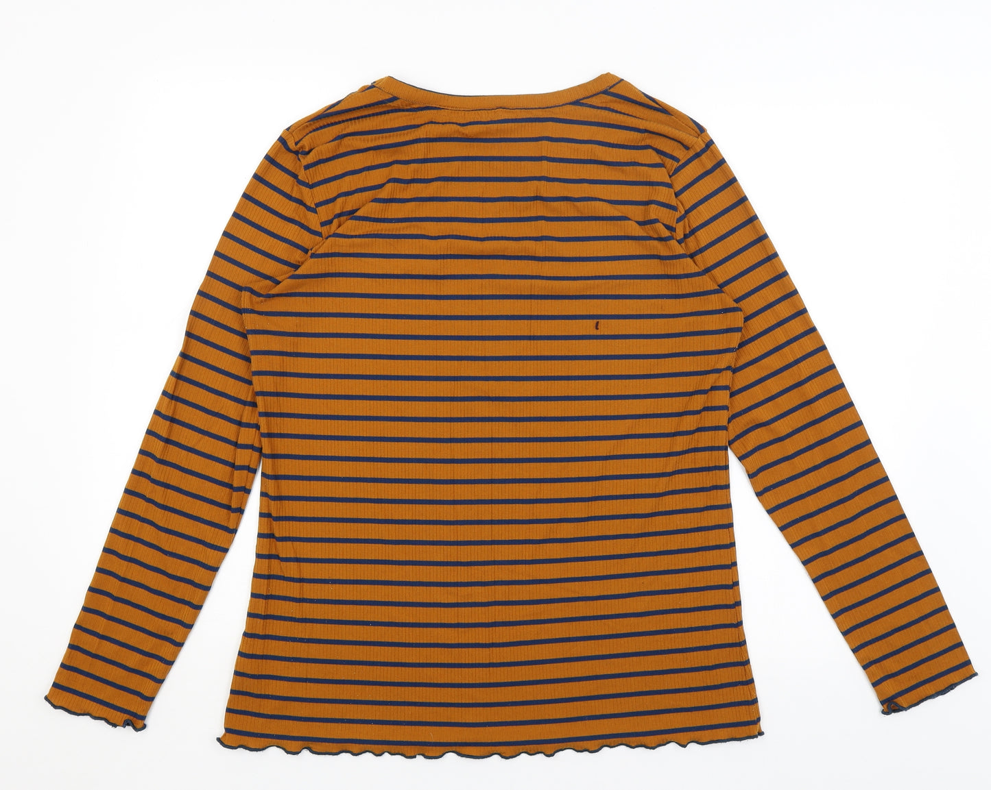 Falmer Womens Orange Striped  Basic T-Shirt Size 18