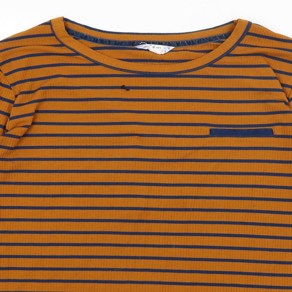 Falmer Womens Orange Striped  Basic T-Shirt Size 18