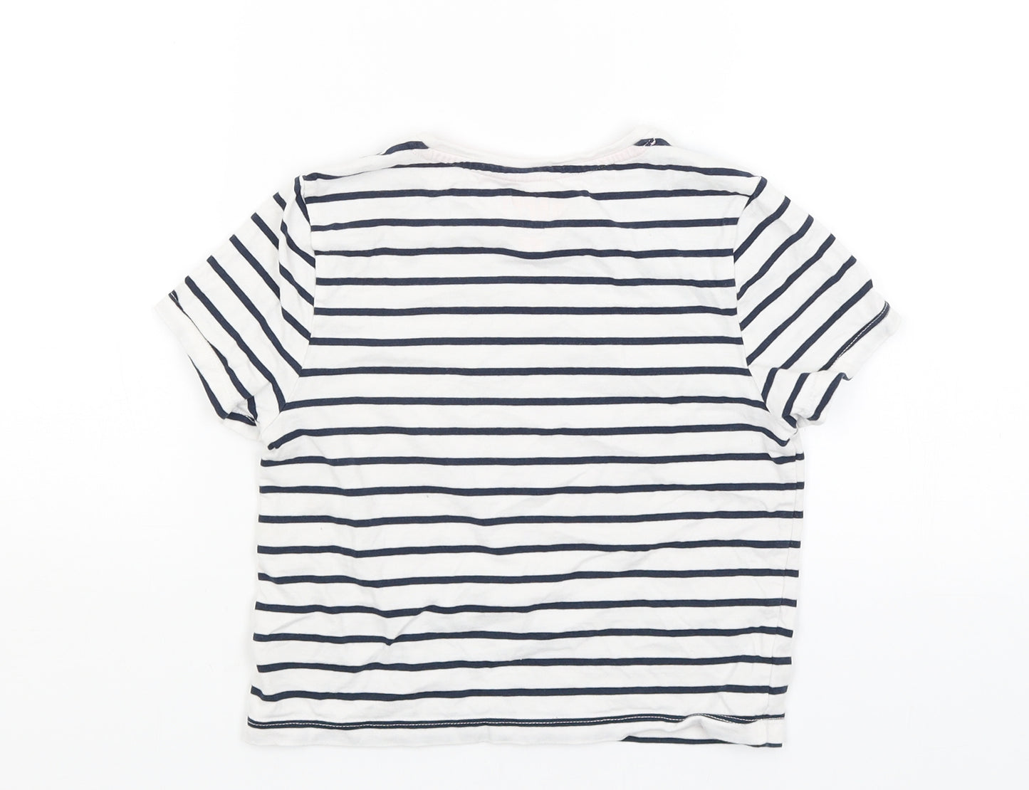 F&F Girls White Striped  Basic T-Shirt Size 7-8 Years  - Butterfly