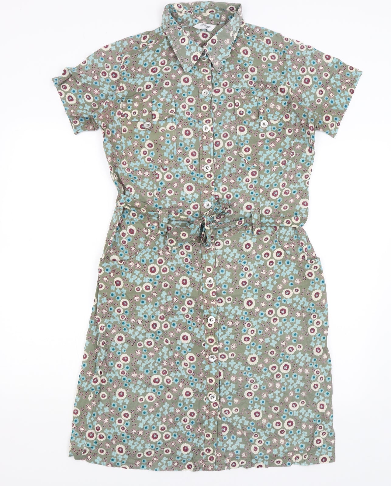 Editions Womens Green Floral  Shirt Dress  Size 14