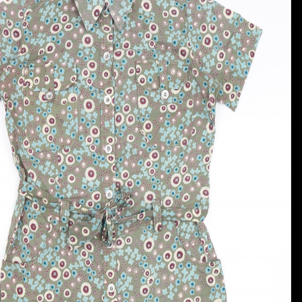 Editions Womens Green Floral  Shirt Dress  Size 14
