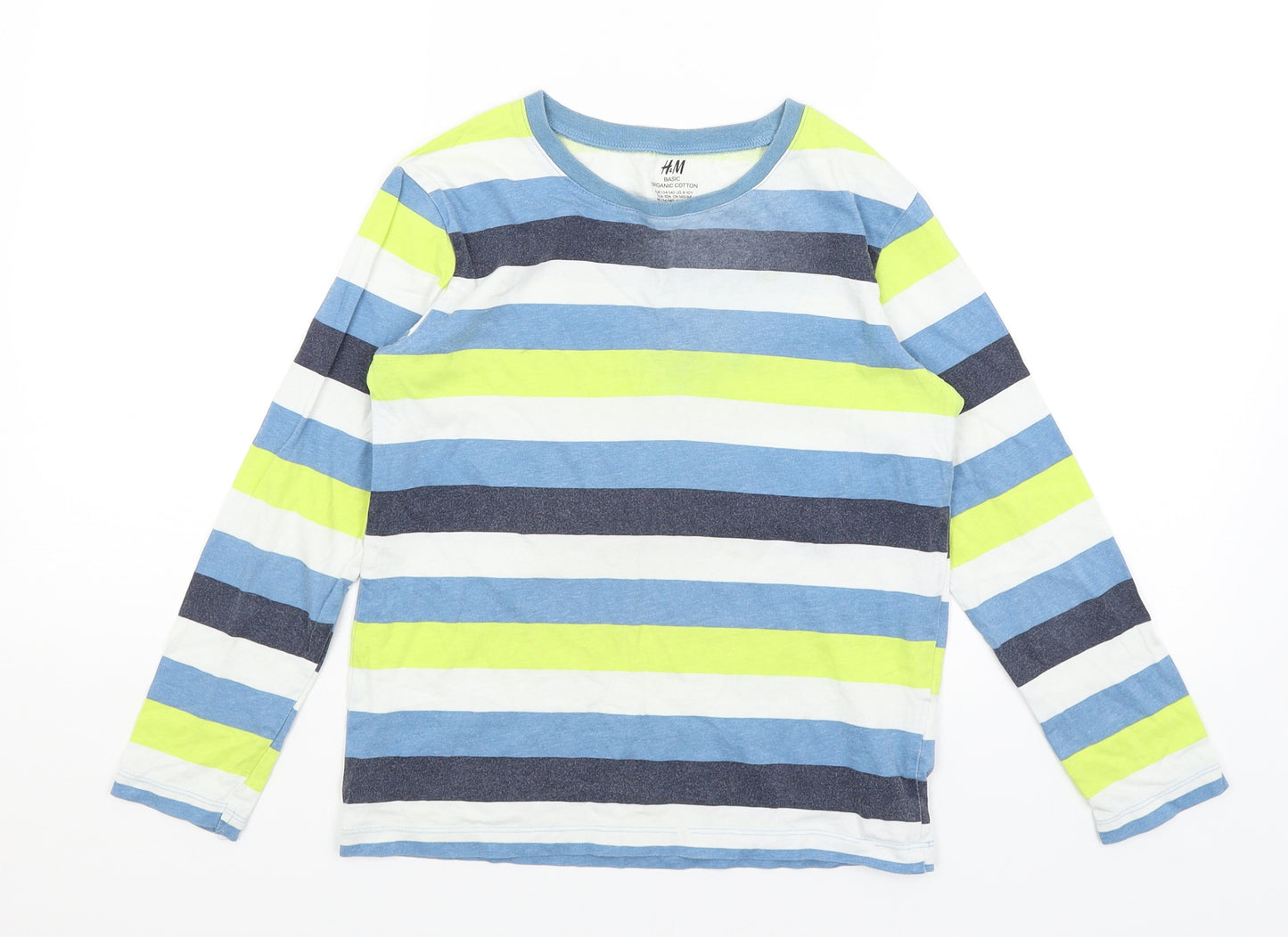 H&M Boys Blue Striped  Basic T-Shirt Size 9-10 Years