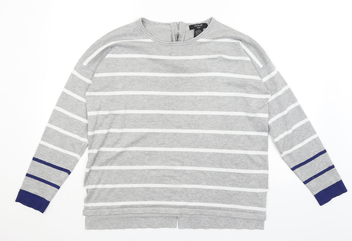 Verve Ami Womens Grey Striped Pullover Jumper Size L