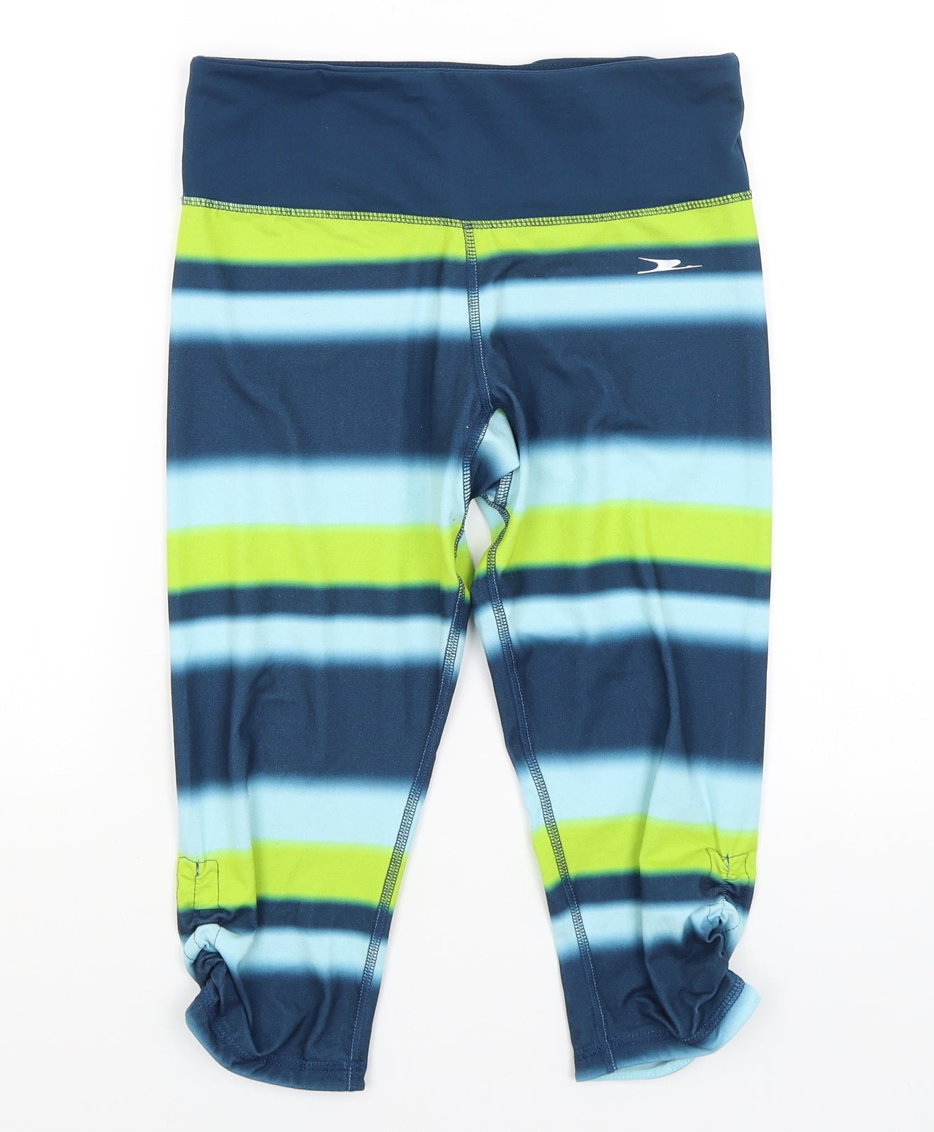 Crane Womens Blue Striped  Cropped Leggings Size 8 L26.5 in