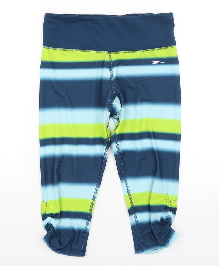 Crane Womens Blue Striped  Cropped Leggings Size 8 L26.5 in