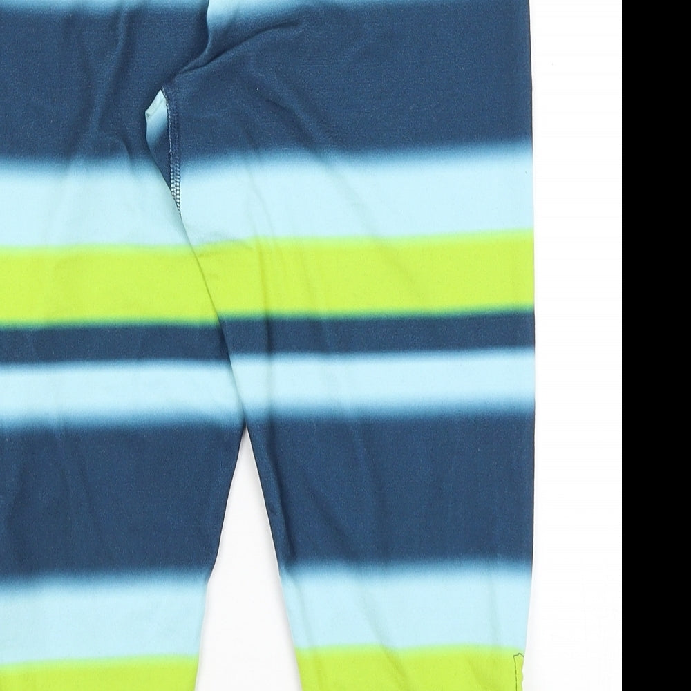 Crane Womens Blue Striped  Cropped Leggings Size 8 L26.5 in
