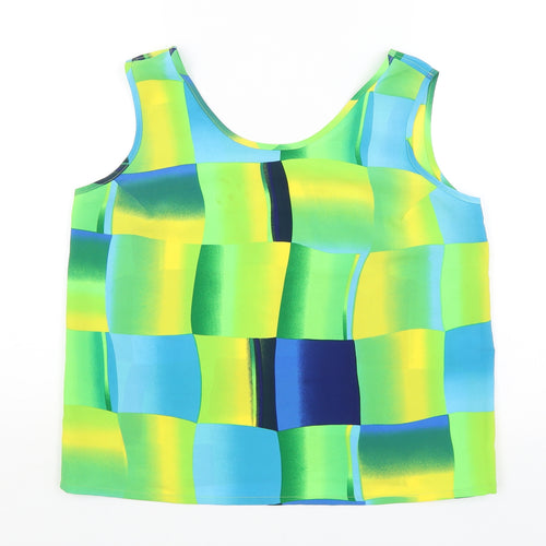 Roman Womens Green Check  Cropped Tank Size 14