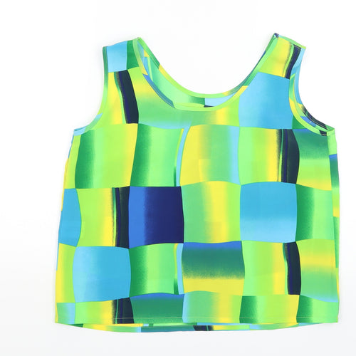 Roman Womens Green Check  Cropped Tank Size 14