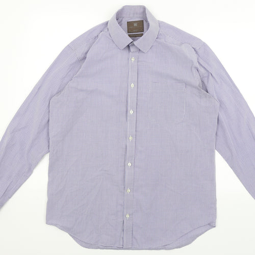 M&S Mens Purple Check   Dress Shirt Size 16
