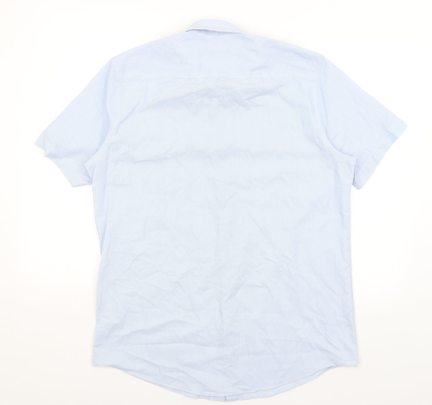 TU Mens Blue Striped   Dress Shirt Size 15.5