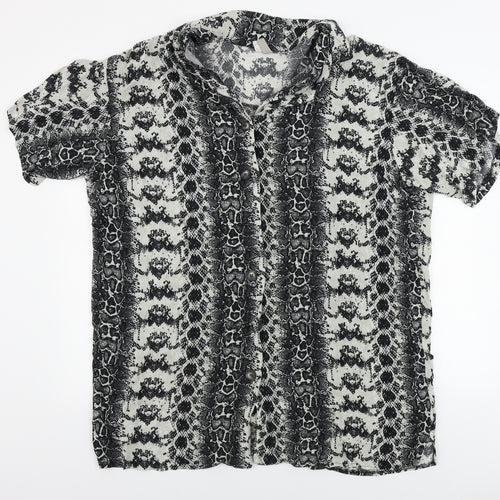ASOS Womens Grey Animal Print  Basic Button-Up Size 12