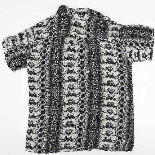 ASOS Womens Grey Animal Print  Basic Button-Up Size 12