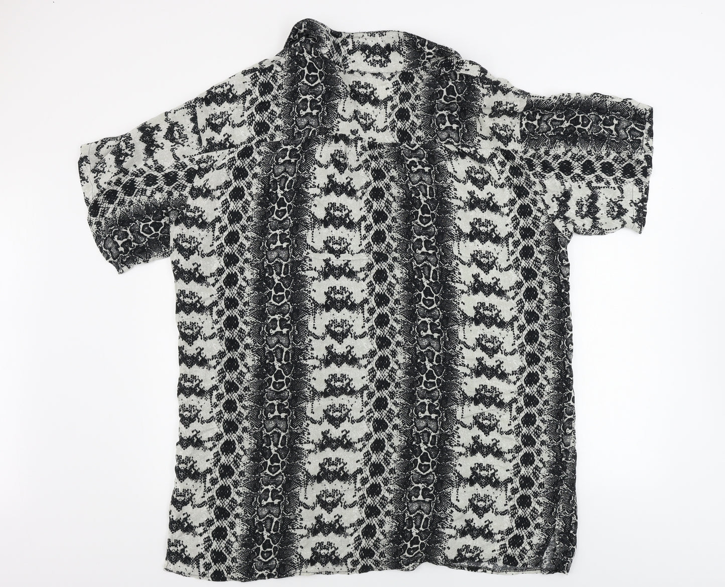 ASOS Womens Grey Animal Print  Basic Button-Up Size 12