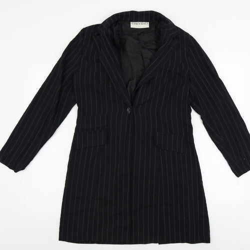 Essentials  Womens Blue Striped  Jacket Blazer Size 12