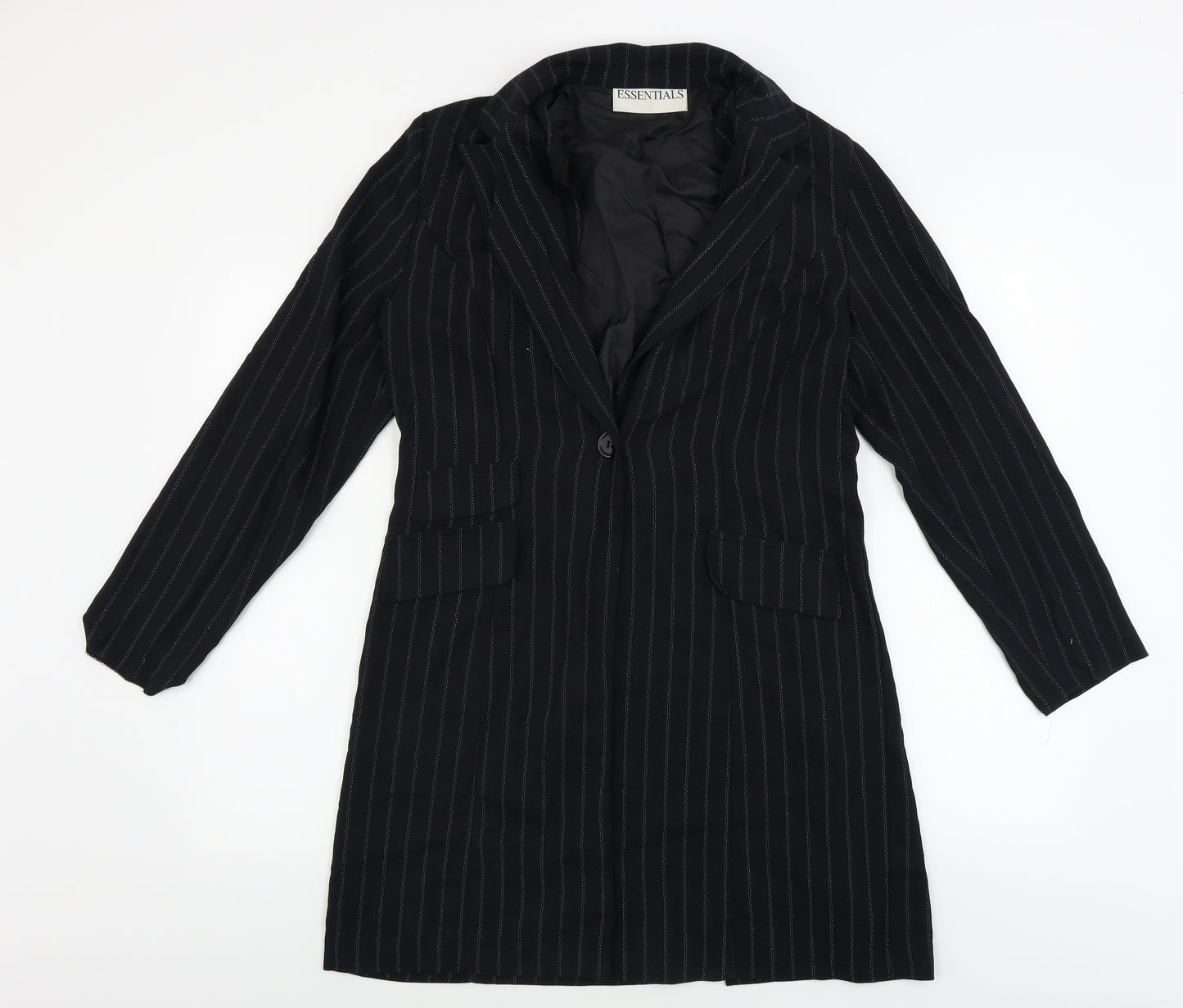 Essentials  Womens Blue Striped  Jacket Blazer Size 12