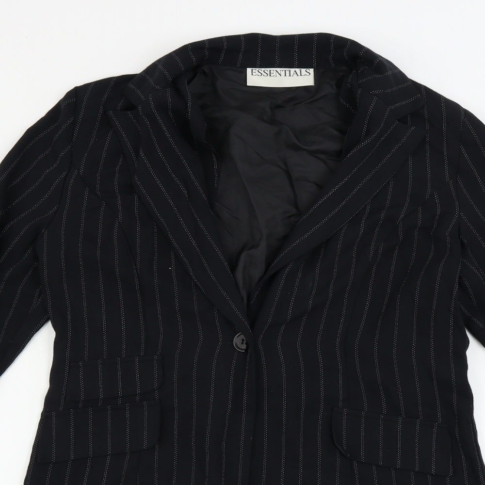 Essentials  Womens Blue Striped  Jacket Blazer Size 12
