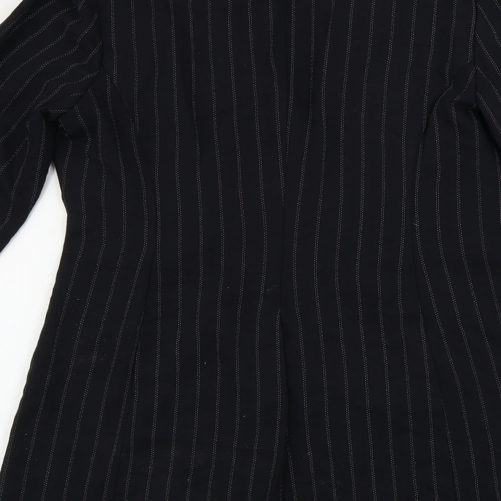 Essentials  Womens Blue Striped  Jacket Blazer Size 12