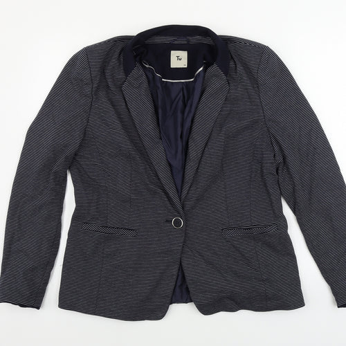 TU Womens Blue Striped  Jacket Blazer Size 16