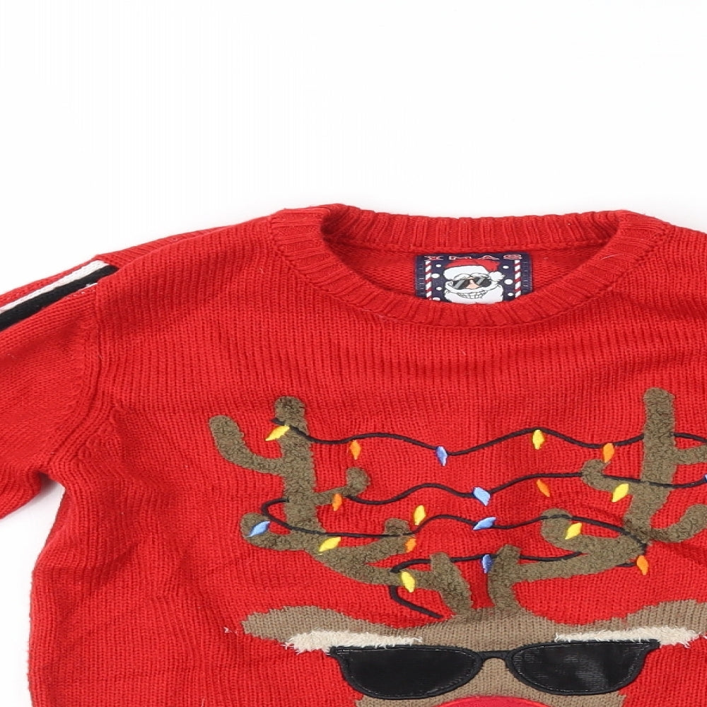 F&F Boys Red   Pullover Jumper Size 6-7 Years
