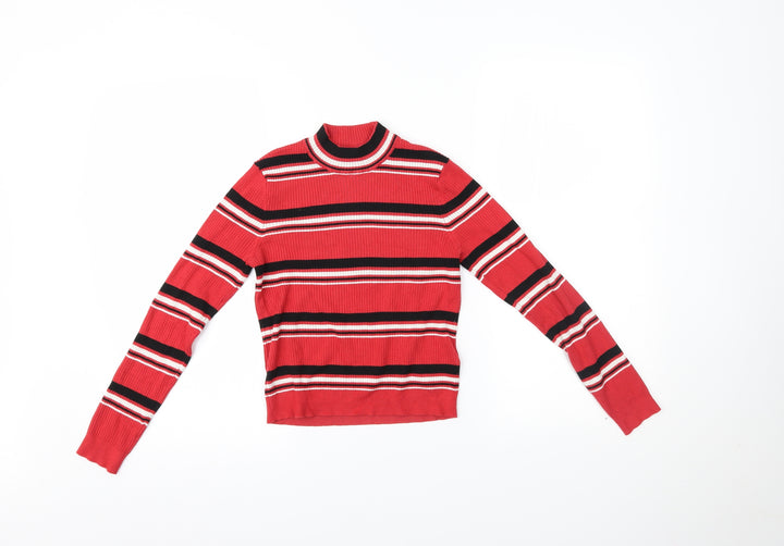 H&M Womens Red Striped  Basic Blouse Size S