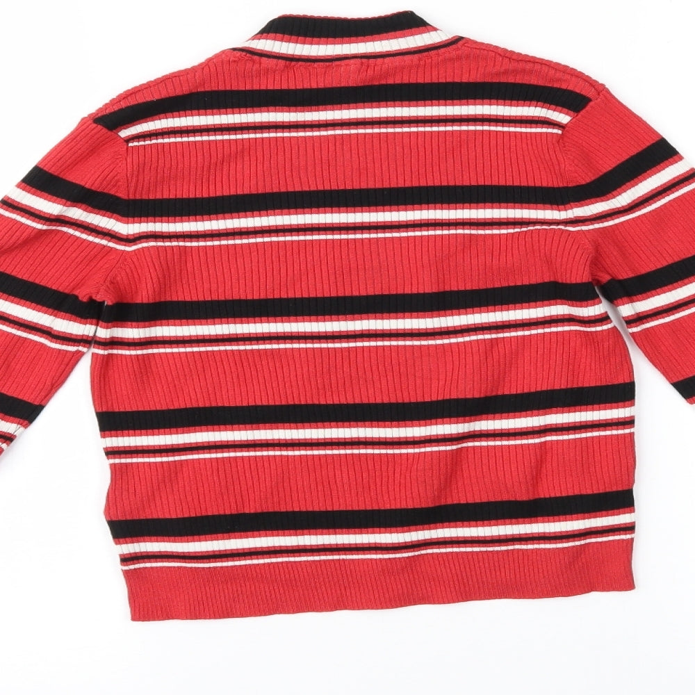 H&M Womens Red Striped  Basic Blouse Size S