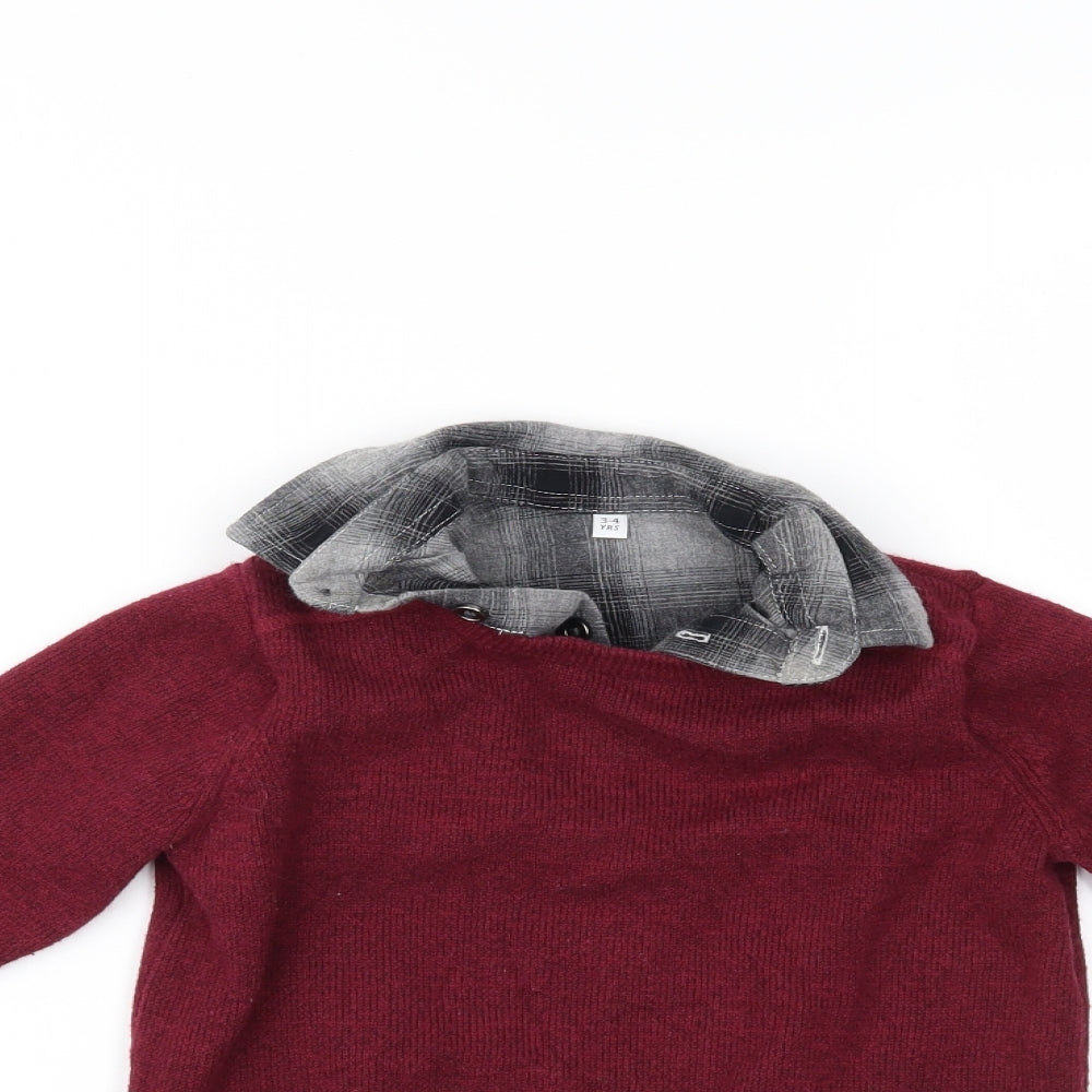 Marks and Spencer Boys Red   Pullover Jumper Size 3-4 Years