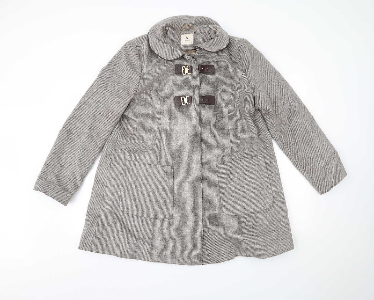 TU Womens Beige   Overcoat Coat Size 14