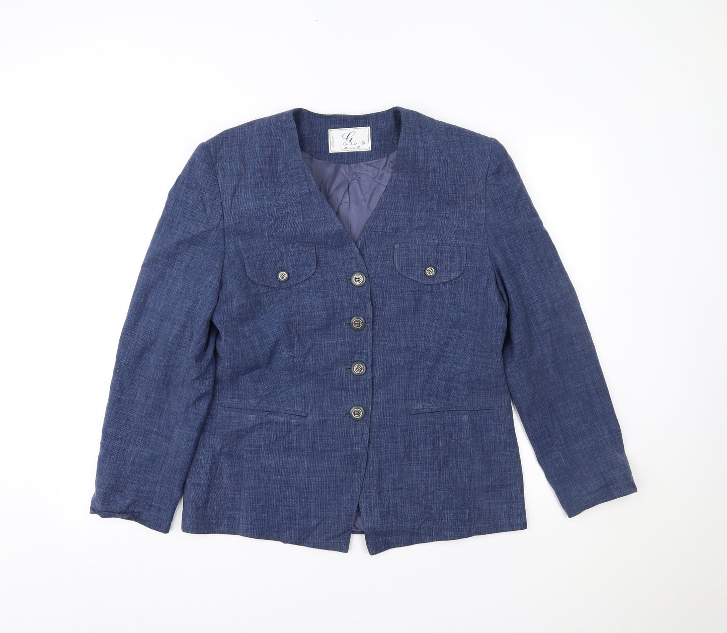Gold by Michael H Womens Blue   Jacket Blazer Size 12